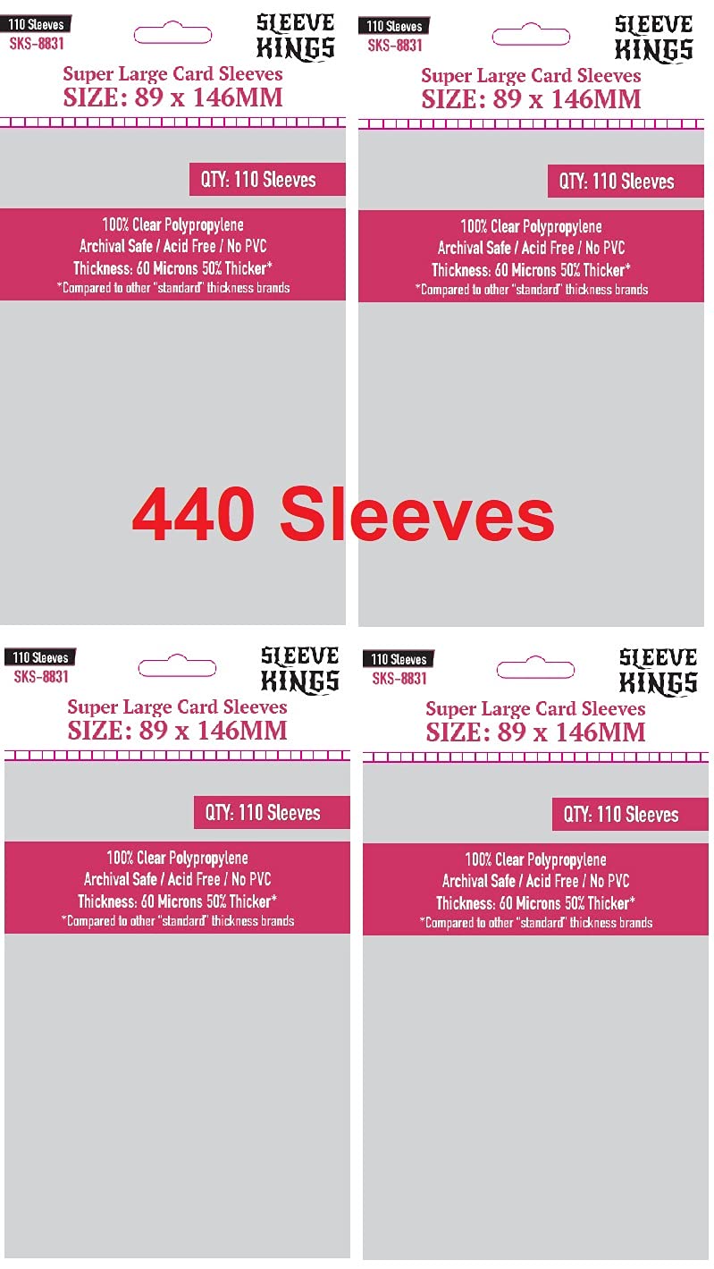 Sleeve Kings ''Super Large'' Card Sleeves 89 X 146 Mm (4X110 Pack, 440 Sleeves)