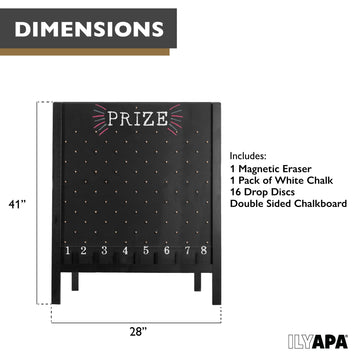 Ilyapa Board - Large Portable Prize Drop Game For Events And Trade Show - 27.5 X 41 Inch Double Sided - Wooden A-Frame Chalkboar