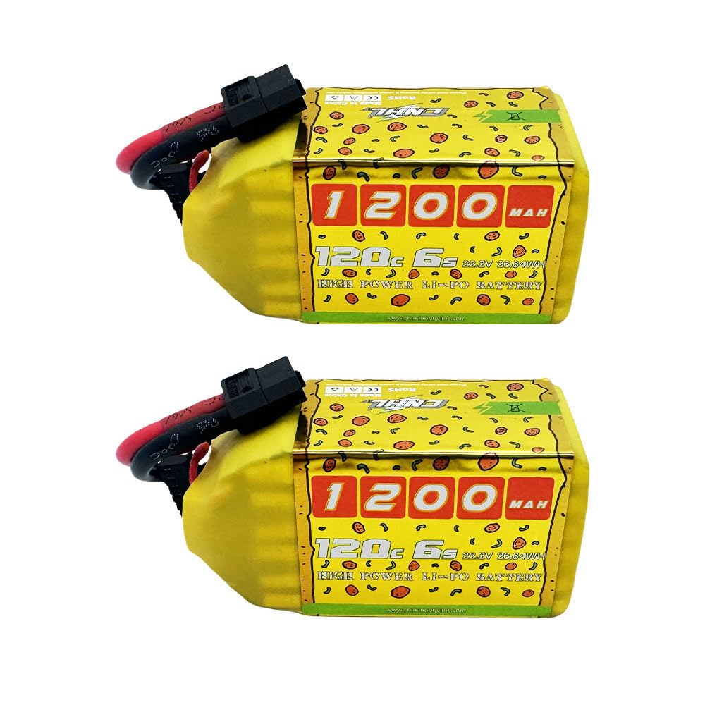 CNHL 1200mAh 120C 6S Lipo Battery Speedy Pizza 22.2V with XT60 Plug for FPV Racing RC Quadcopter Helicopter Airplane (2 Packs)