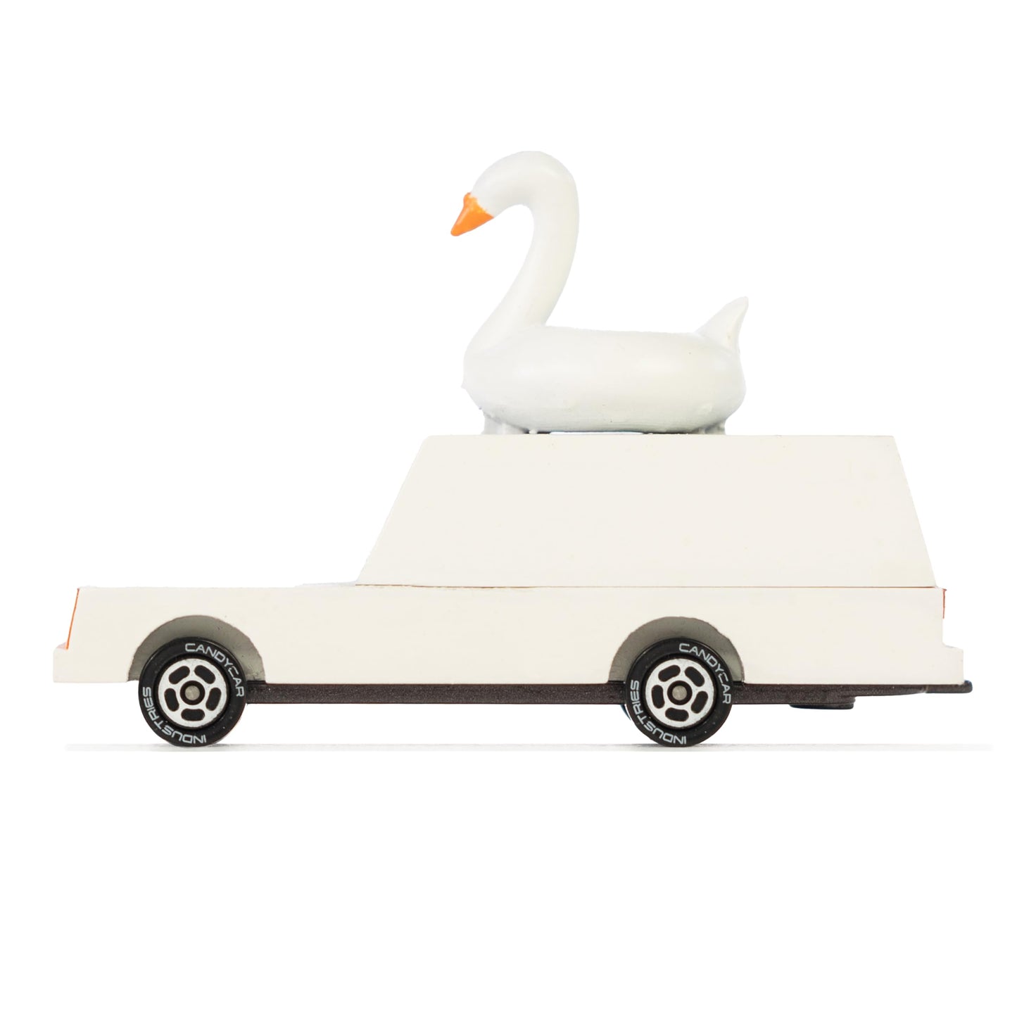 Candycar Wooden Diecast Collection - White Swan Wagon, Premium Handcrafted Beech Wood Toy Car