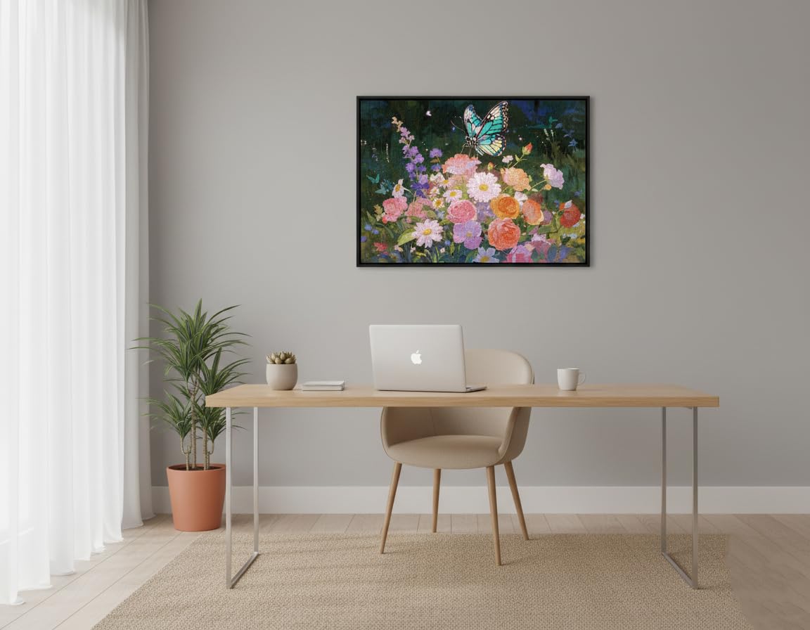 Tomzio 1000 Pieces Jigsaw Puzzles for mature-themeds Floral & Bird Series - Exquisite Nature Art & Seamless Fit Calming Brain Teaser Large 28 x 20 Great Gift for Garden Lovers(Moonlit Bloom)