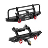 INJORA 37g Front and 26g Rear Bumper - CNC Aluminum Bumper with Light for 1/18 RC Crawler TRX4M Defender Upgrade