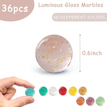 Mcpinky 36Pcs Glass Marbles For Kids, Including 31 Colorful Assorted Marbles 5 Glow In The Dark Marbles Marbles Bulk Large Marbles Play Marbles Marble Run Accessories For Boys And Girls