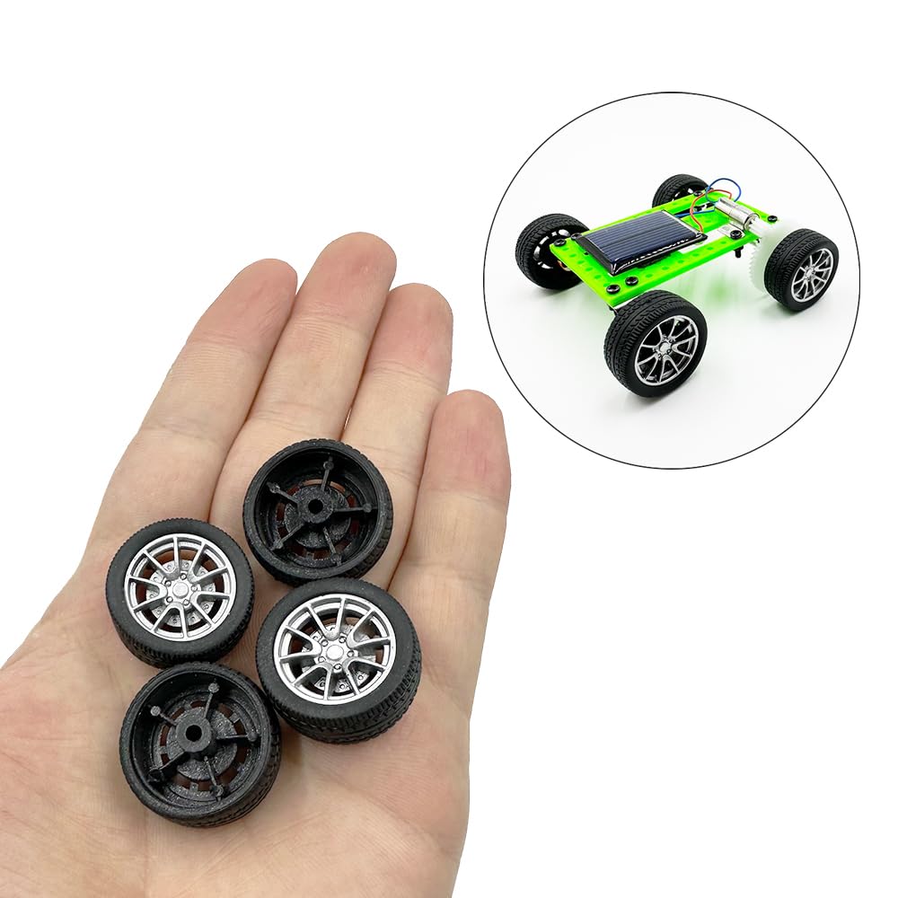 10Pcs Toy Car Wheels Rubber Tire Wheels With Metal Shaft For Rc Car Truck Diy Model Toy Wheel Replacement Accessories (3X35Mm)