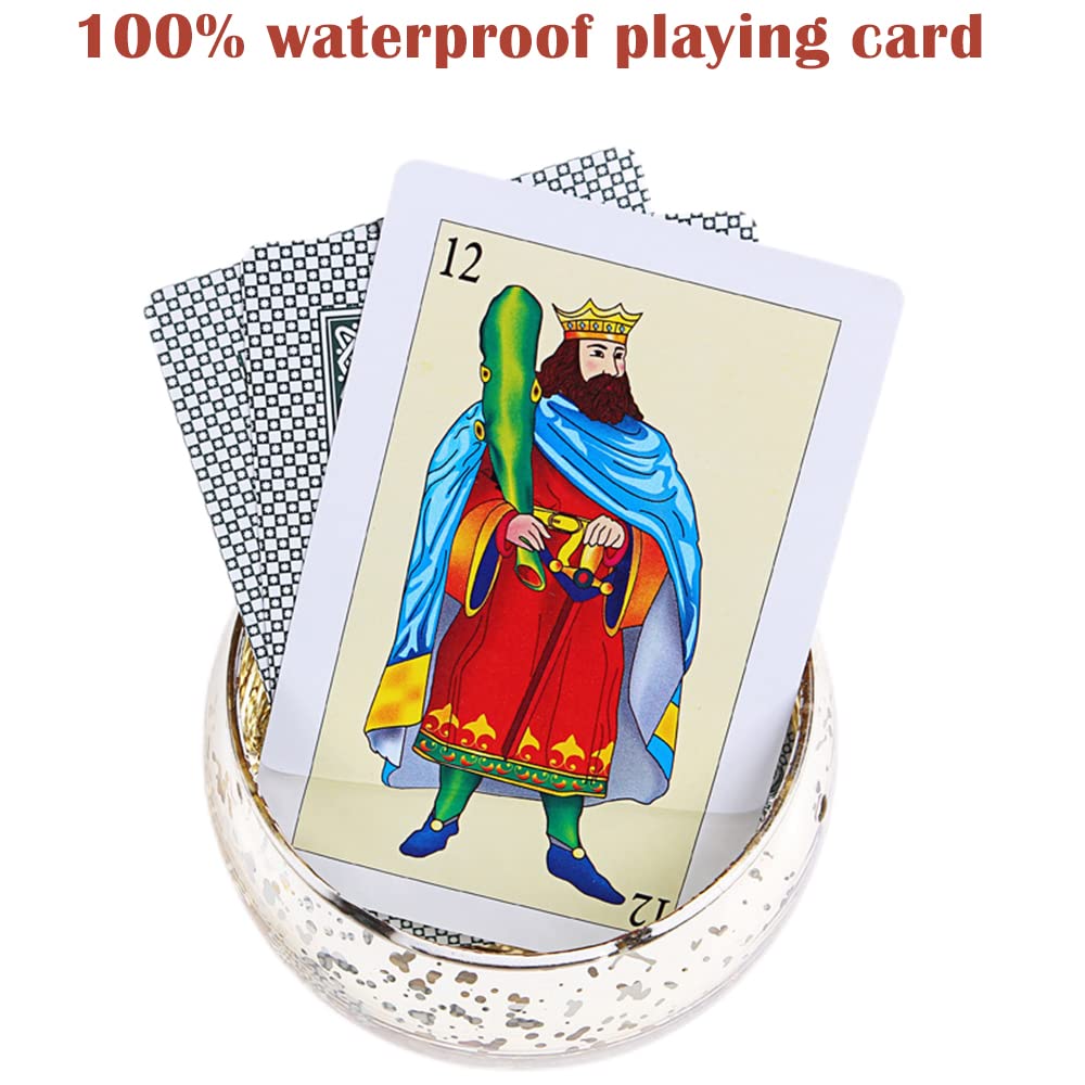 Cdbxra 2 Decks Spanish Playing Cards Cartas Españolas, Baraja Española, Briscas Cards Puerto Rico, Mexican Playing Cards, Plastic Spanish Cards, Barajas Espanolas Plasticas(With Playing Card Boxes)