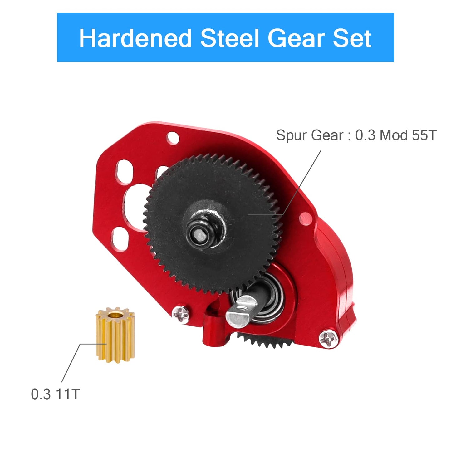 Woaeiuos Complete Transmission Gearbox With Steel 0.3 Mod Transmission Gear For Axial Scx24 Deadbolt C10 Jlu Gladiator Bronco 1/
