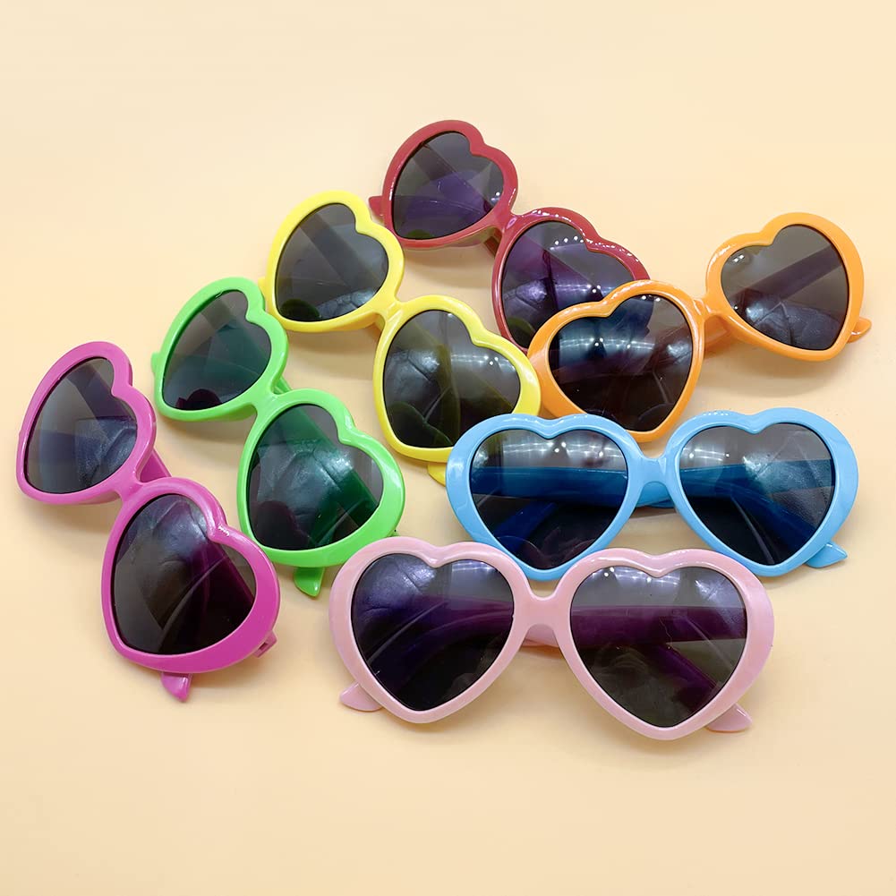 Pibupibu 7 Pack Red Kids Toddler Heart Shape Sunglasses Party Favor Supplies For Girls Boys