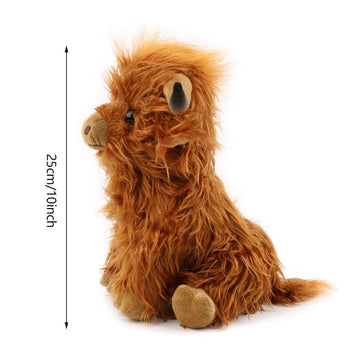 Tmeeihnss Highland Cow Stuffed Animals Plush Toy Fluffy Bull Animal Doll Soft Gift For Kids Boys Girls, 10 Inch Tall