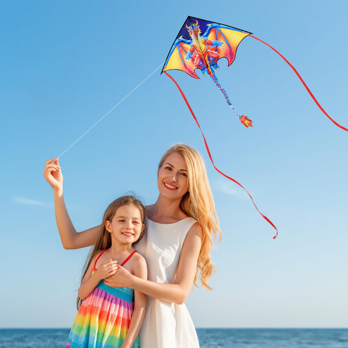 HONBO Dragon Kites for Adults - Easy to Fly Large Kites for Kids ages4-12,Beginner Kite with 200ft String & Storage Bag,