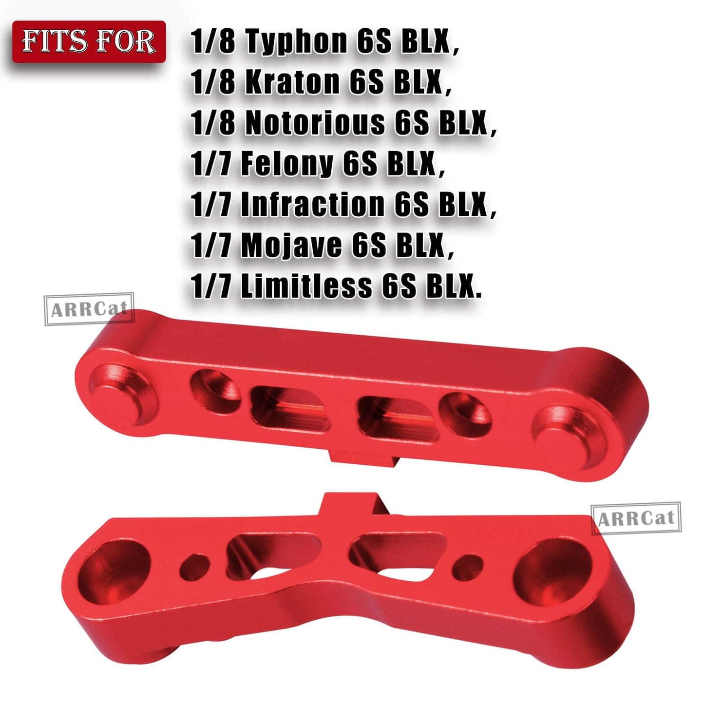 ARRCat Aluminum Rear Lower Arm Suspension Mount Set Upgrades Part for Arrma 6S 1/8 Typhon Kraton Notorious 6S,Felony Infraction
