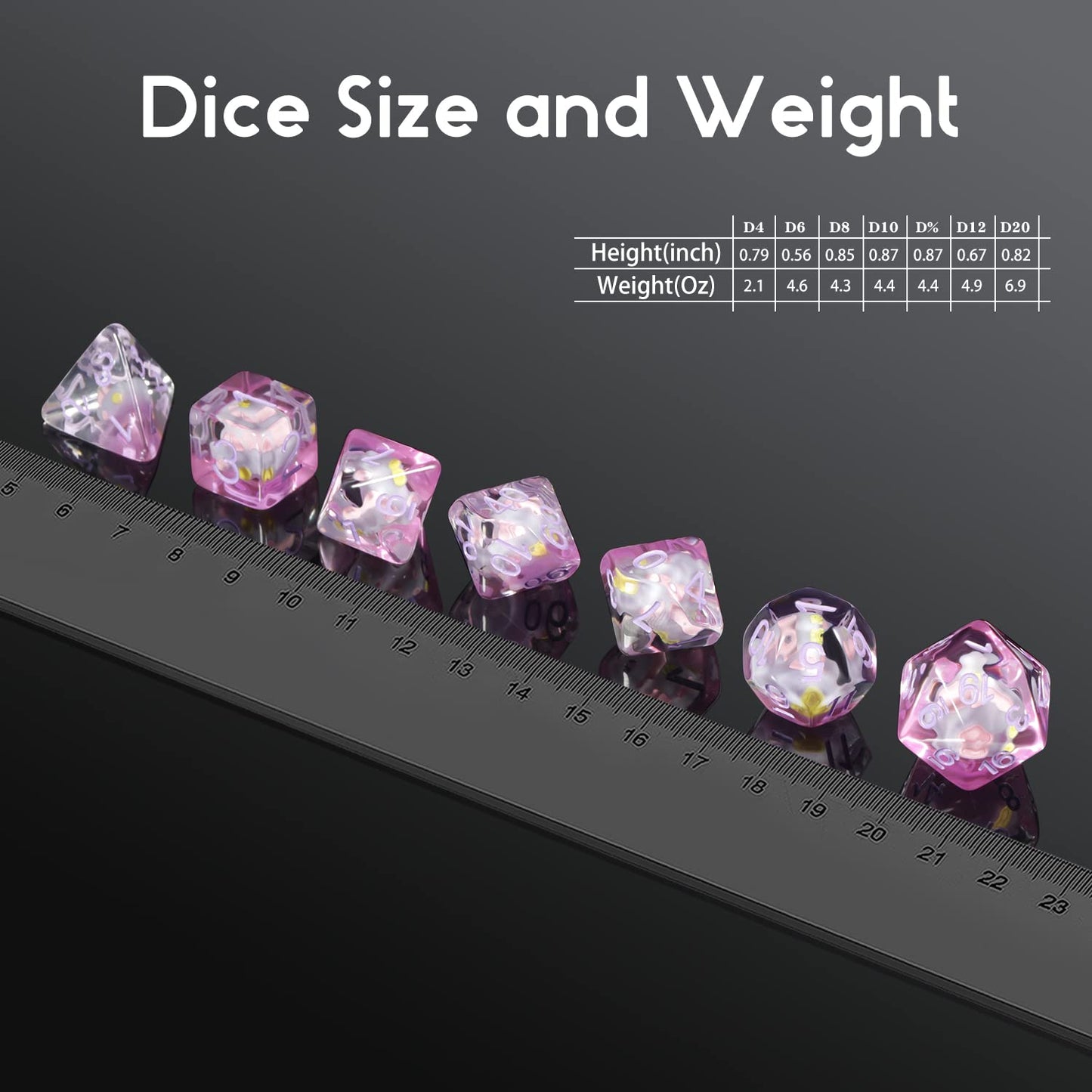 Purple Car Dice Set D&D, DNDND Resin 7 DND Die with Velvet Pouch for Dungeons and Dragons D&D Rolling Games and Tabletop Games(P