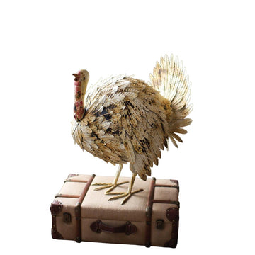 KALALOU Antique White Metal Turkey Decor, One Size, Multicolored, Model CZG1070