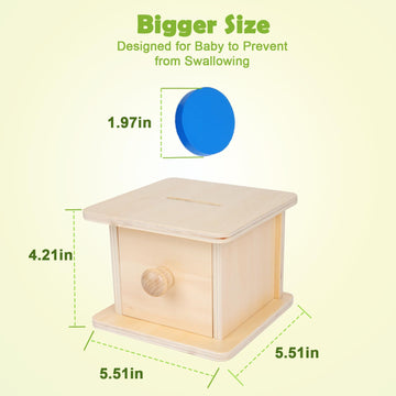 Adena Montessori Coin Box for Infants & Toddlers, Wood, Multi-color, Medium, Model I160CD, Ideal for 6-24 Months