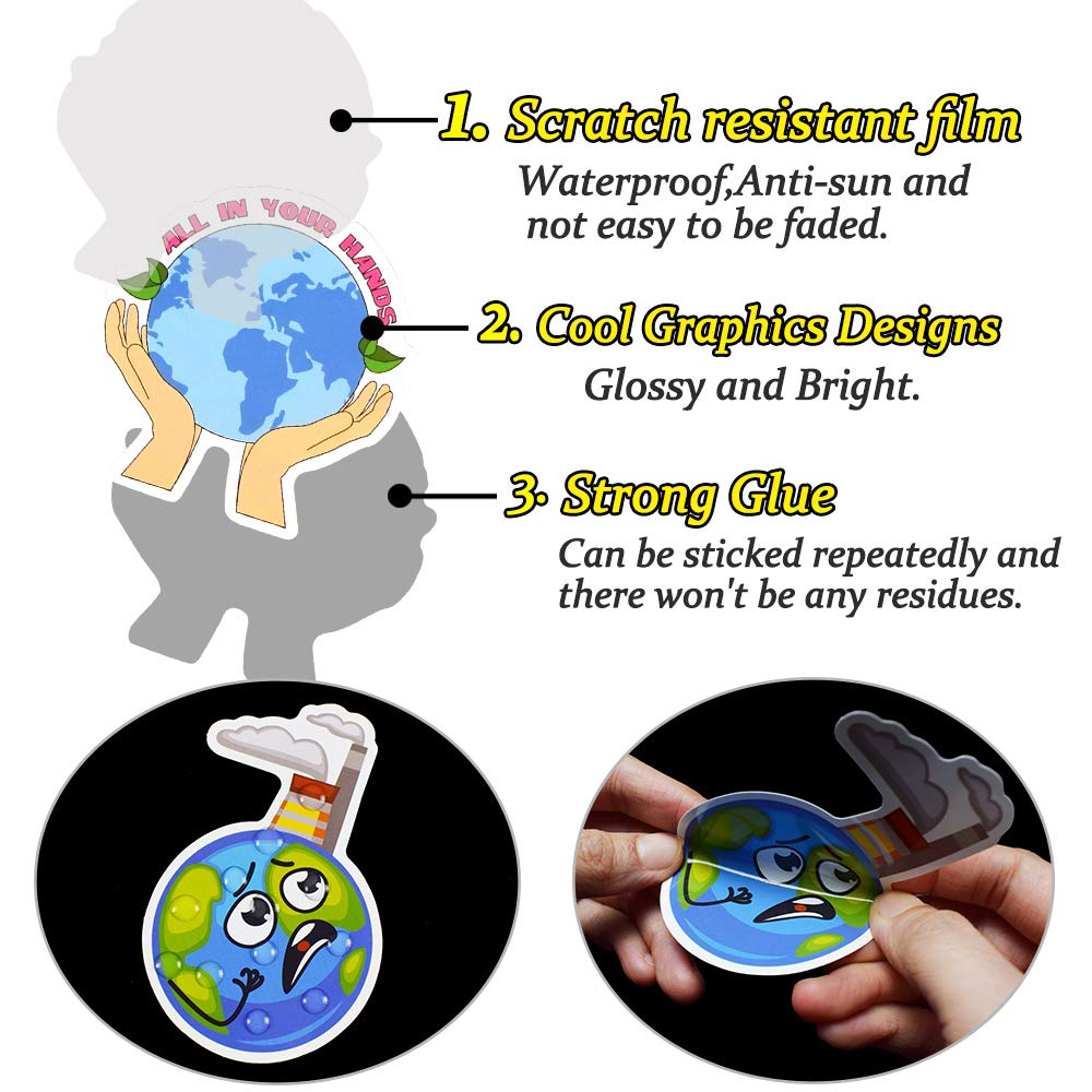 Qtl Stickers For Kids Earth Stickers Water Bottle Stickers For Teens Girls Environmental Stickers For Laptop Waterproof Stickers