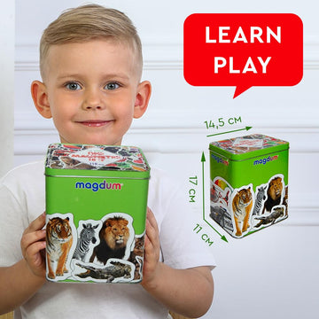 110 Fridge Magnets For Toddlers In Gift Tin Box Kids Magnets For Fridge - Toddler Magnets For Refrigerator - Magnetic Animals - Fridge Magnets For Kids - Animal Magnets - Toddler Fridge Magnets