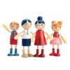 Tender Leaf Toys - Doll Family - Cute Wooden Flexible Doll Family for Kids Dollhouse, Four Pcs of Multicultural Mom, Dad, Boy a
