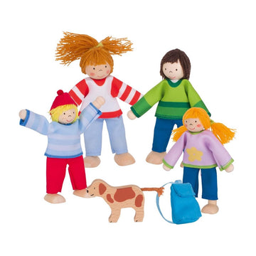 Goki 51863 Flexible Puppets Camping Familiy, Multicolor