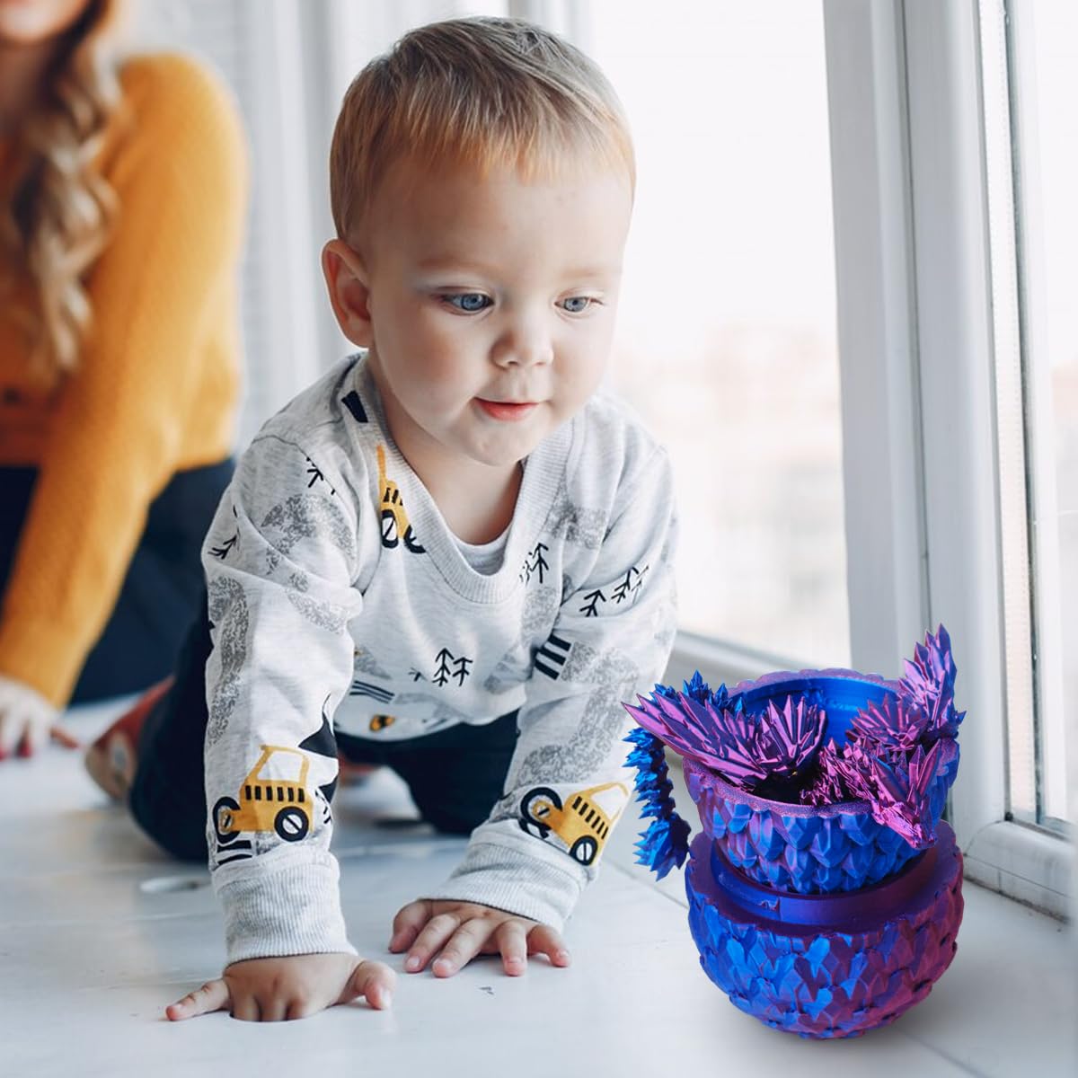 3D Printed Dragon,Articulated Winged Dragon,Crystal Dragon Surprise In Eggs, Dragon Fidget Toy For Birthday Gift (Purple)