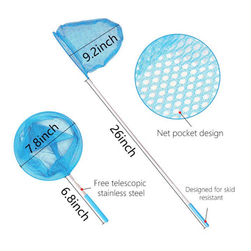 TSYAN Kids Telescopic Butterfly Fishing Nets, 34" Extendable, Anti-Slip Grip, 5 Pack, Rubber, Ideal for Catching Insects and Bugs