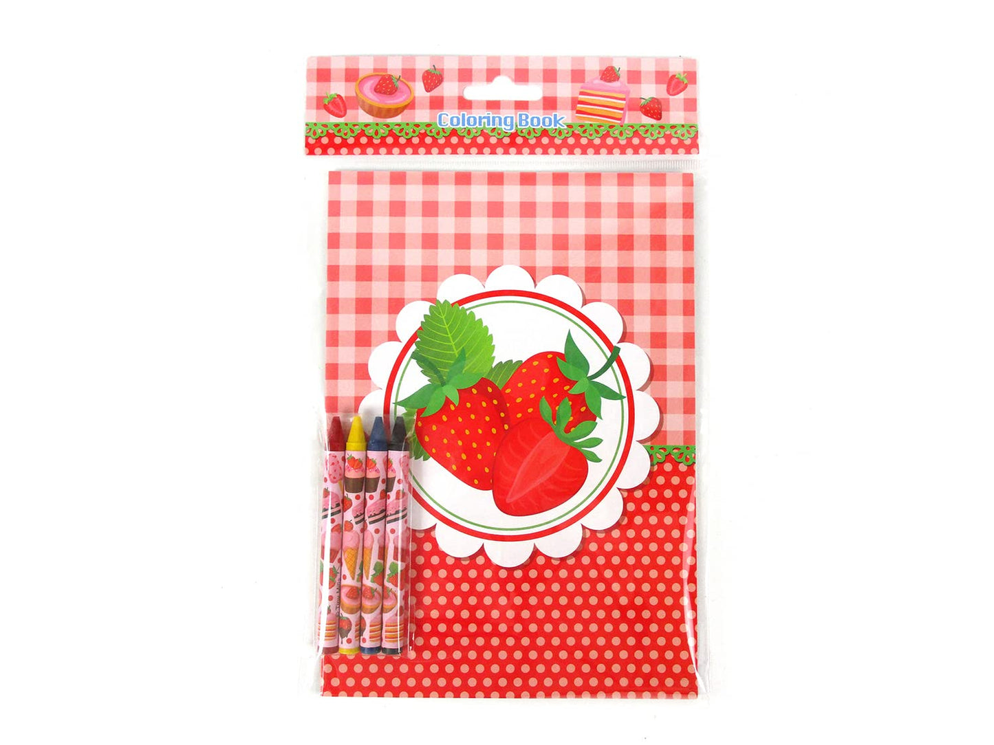 TINYMILLS Strawberry Coloring Book Set with 12 Coloring Books and 48 Crayons Strawberry Birthday Party Supplies Favor Bag Filler