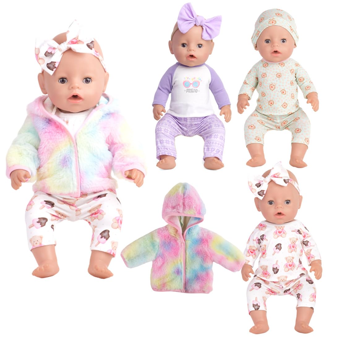 Sweet Dolly Doll Clothes New Born Baby Doll Clothes, Coat, Pajamas, Bodysuits Outfits For 14 Inches To 18 Inches Dolls, 15 Inch