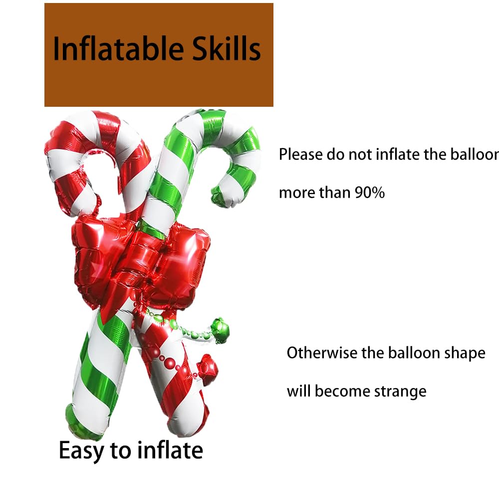 Hadckja Candy Cane Balloons Christmas Balloons Candy Cane Foil Balloons For Christmas-Themed Party Birthday Party Supplies Decor