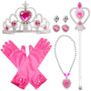 Fancydresswale Plastic Princess Elshia Cinderella Hair Queen Dress Up Accessories Set For Girls (Rose Red)