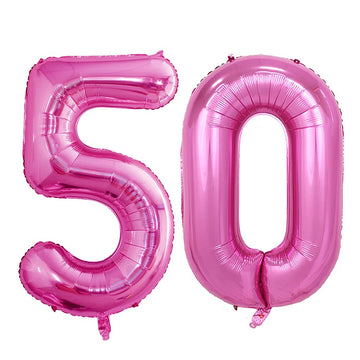 Goer Number 50 Balloons For 50Th Birthday Party Decorations,42 Inch Jumbo Foil Helium Balloons For 50Th Anniversary (Hot Pink)