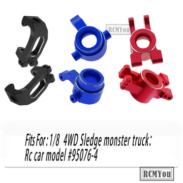 RCMYou RC Alloy Caster Block & Steering Blocks & Rear Stub Axle Carriers Upgrades Part for 1/8 Sledge 4WD, Hops up for Sledge 4W