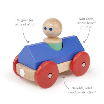 3 Piece Tegu Magnetic Racer Building Block Set, Teal