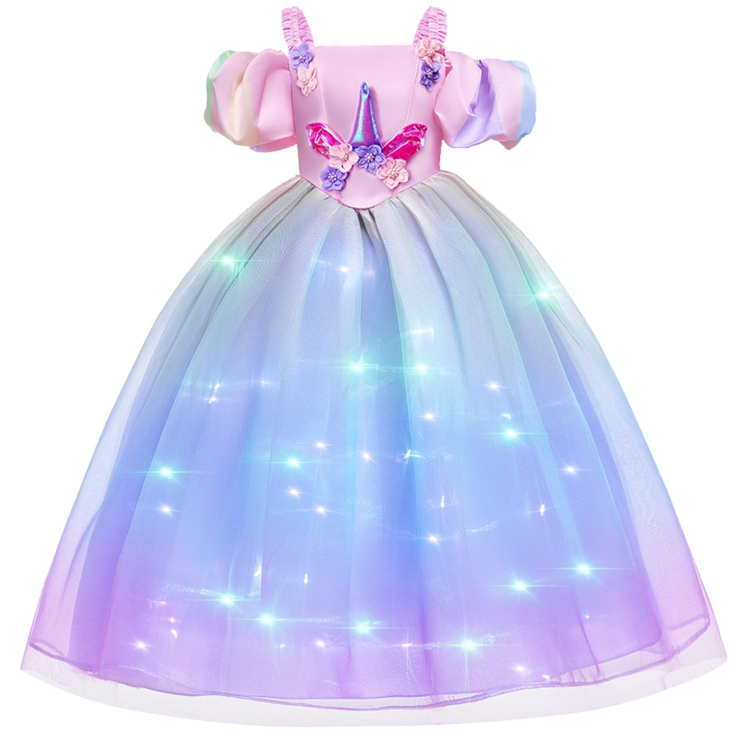 Minetom Princess Dress For Girls Costume Set Princess Dress Up With Crown, Bracelet, Necklace, Birthday Cosplay Party Outfit 3-4