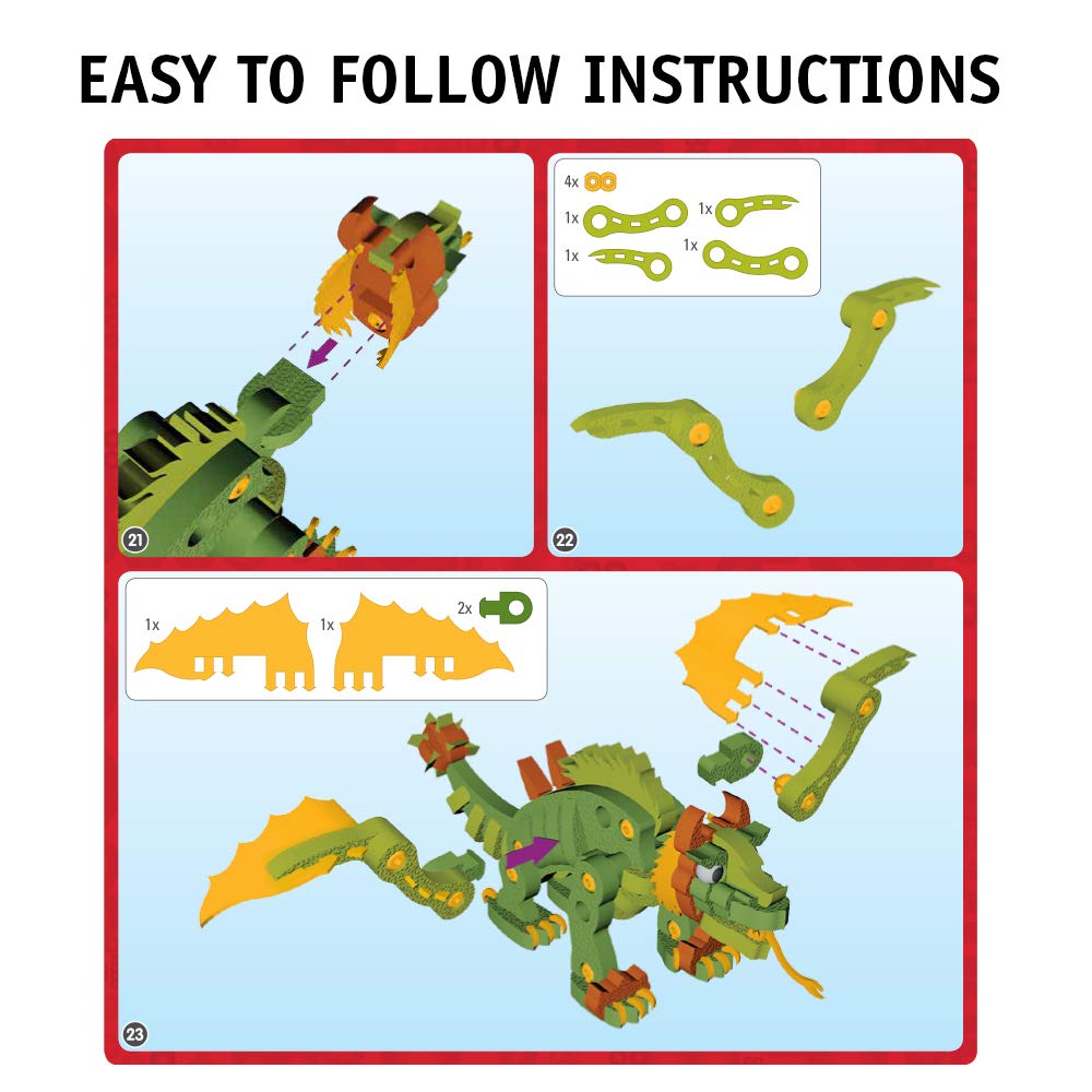 Bloco Toys Combat Dragon | Stem Toy | Fantasy Mythical Creatures | Diy Building Construction Set (155 Pieces)