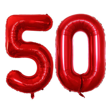Goer Number 50 Balloons For 50Th Birthday Party Decorations,42 Inch Jumbo Foil Helium Balloons For 50Th Anniversary (Red)