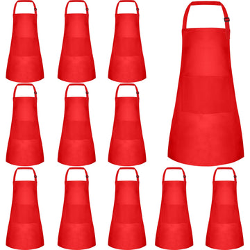 Bouboni 12 Pack Kids Apron Bulk With 2 Pockets Adjustable Chef Art Apron Kids Painting Aprons For Cooking Baking Painting Crafti