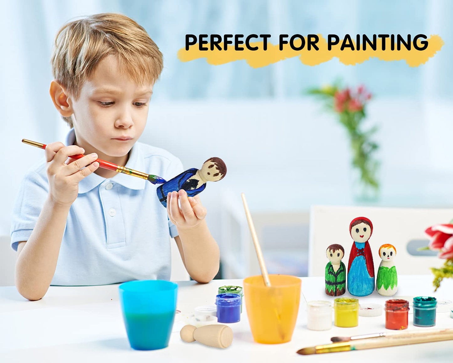 Kthzi Wooden Peg Dolls With A Storage Case, 50Pcs Unfinished Wooden People For Diy And Painting, Nature And Plain Wooden Figures