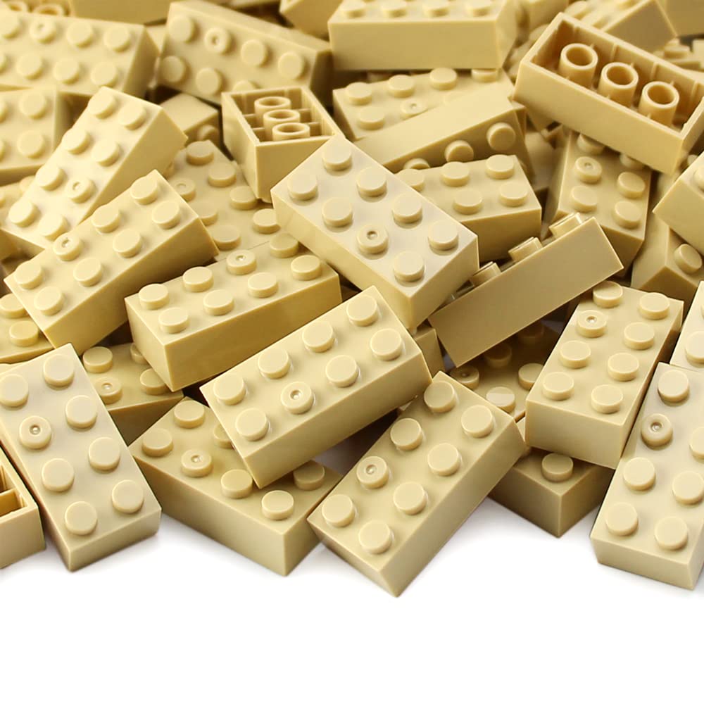 Feleph 100Pcs 2X4 Bricks Tan Parts Pieces Classic Building Kit Creative Set Basic Blocks Toy Accessories Compatible With 3001 Major Brands