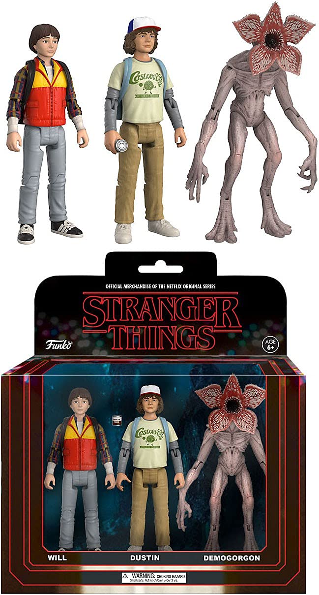 Funko Action Figure: Stranger Things 3 Pack - Pack 2, Will, Dustin, And Demogorgon Collectible
