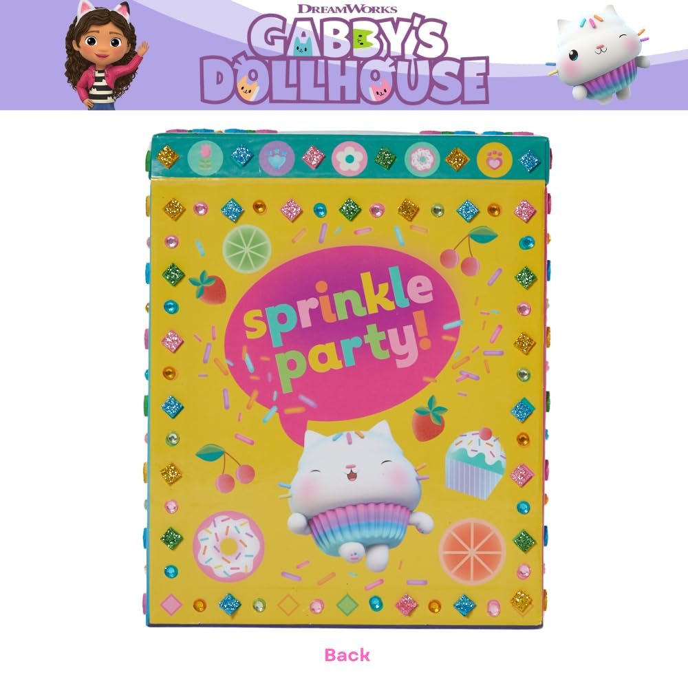 Innovative Designs Gabbys Dollhouse DIY Jewelry Box for Girls, Mosaic Tiles, Adhesive Gems, and 3D Foam Sticker