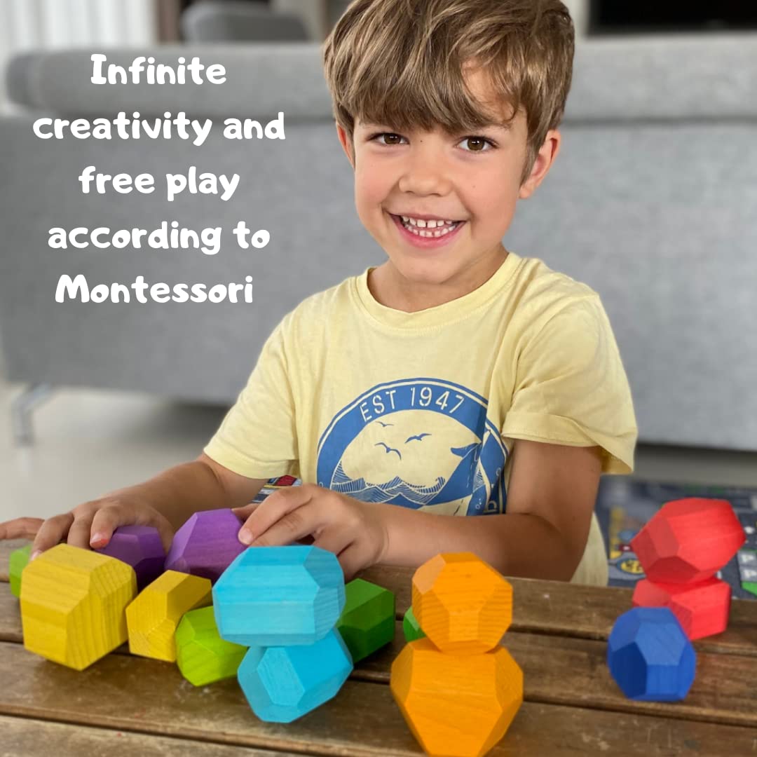 Stackalino Wooden Stacking Rocks