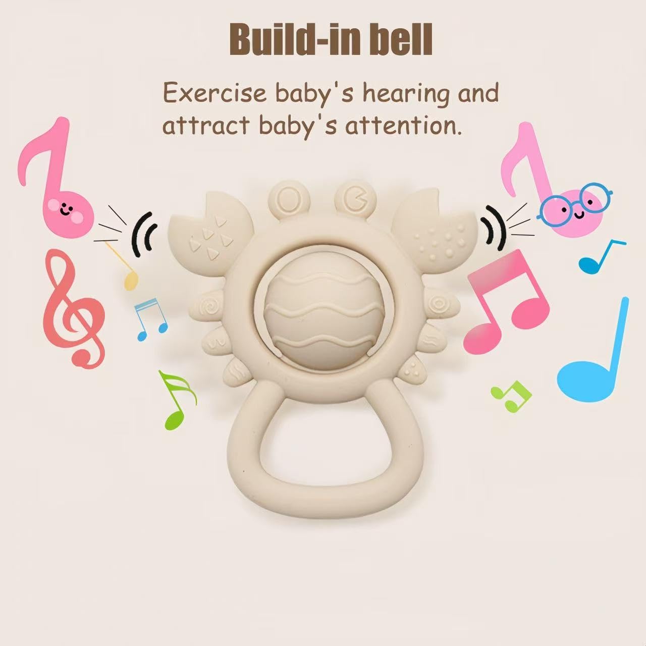 Baby Teething Toys Baby Rattle Toys Food Grade Silicone Rattles and Teethers for Newborn Soft Infants Toddlers Crab Shake Rattle
