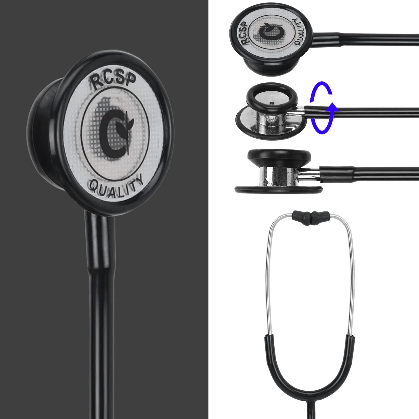 Rcsp Stethoscope For Kids Playing Toys Doctor Black Plastic Body Clear Sound