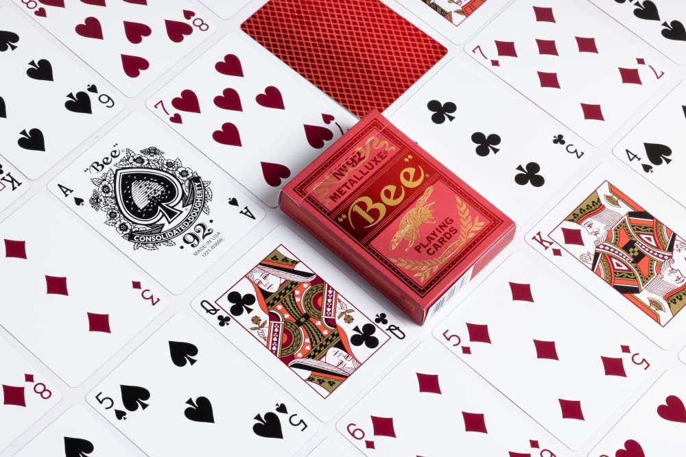 Bee Metalluxe™ Playing Cards - Red Foil Diamond Back, Standard Index