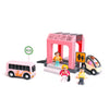 Hanqiann School Bus Station Toy For Wooden Train Track, Diy Extend Station Playset For Railroad Train Track,Preschool Learning E