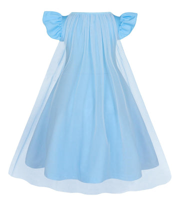 WonderBabe Princess Costume Dresses for Girls Blue Dress Up Clothes Cape for Toddler Girls Fancy Dress Birthday Party size 1-2t