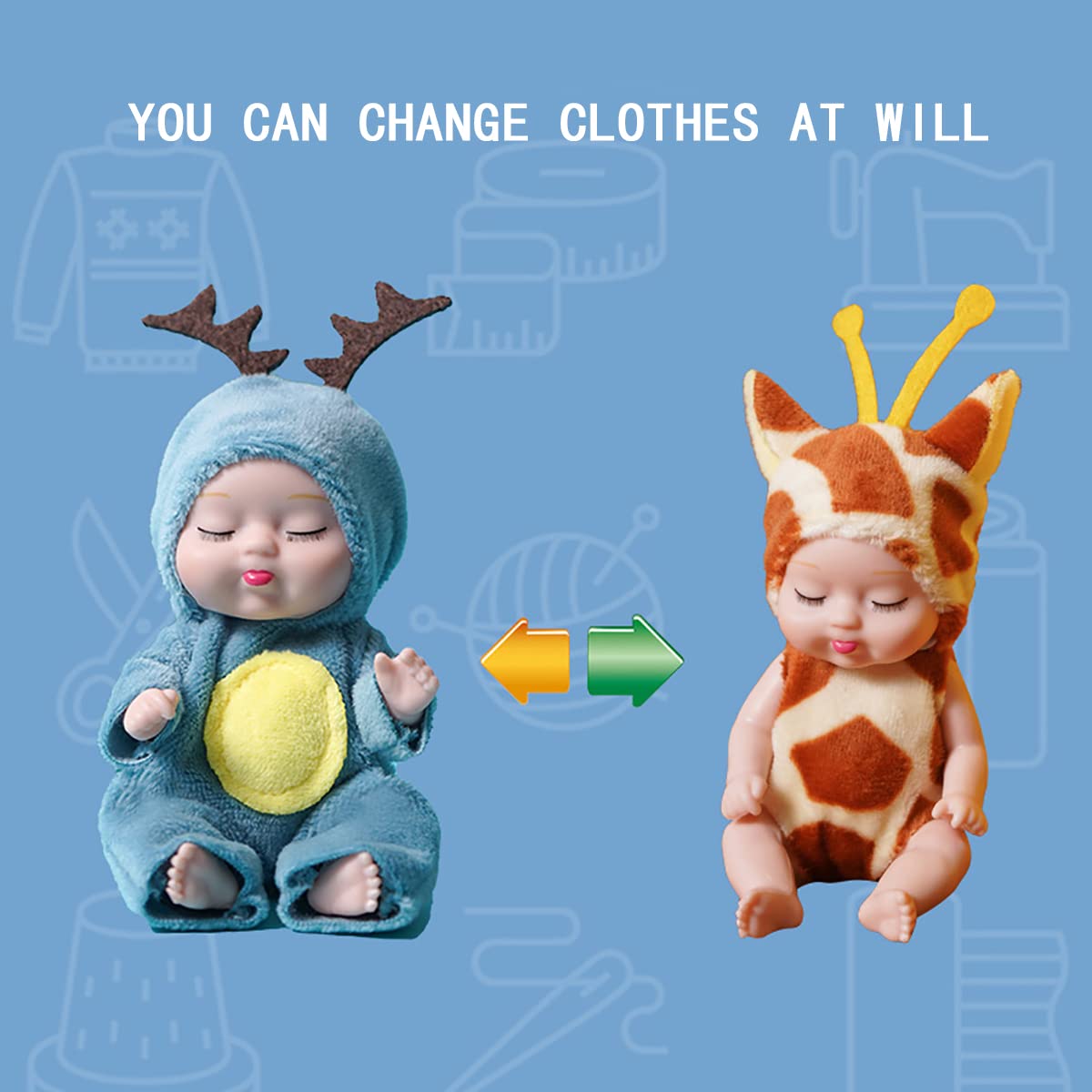 Vueos 6 Pcs 4 Inch Mini Reborn Baby Dolls Toy Set Realistic Baby Doll With Cute Animal Clothes Gifts For Girls Boys Birthday Chr