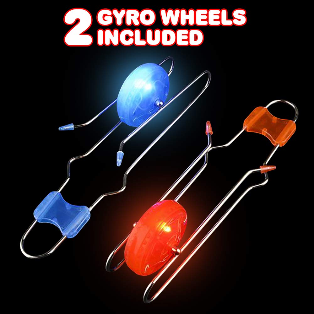 ArtCreativity Retro Light Up Gyro Wheels Toy - 8.5 Inch Metal Yoyo - 2 Pack (Blue & Red) - Classic Sensory Fidget Gift for Kids