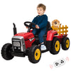 12V Ride on Tractor with Trailer and Remote Control,Toddler Kids Electric Vehicle Car with LED Headlights,2+1 Gear Shift,MP3 Pla