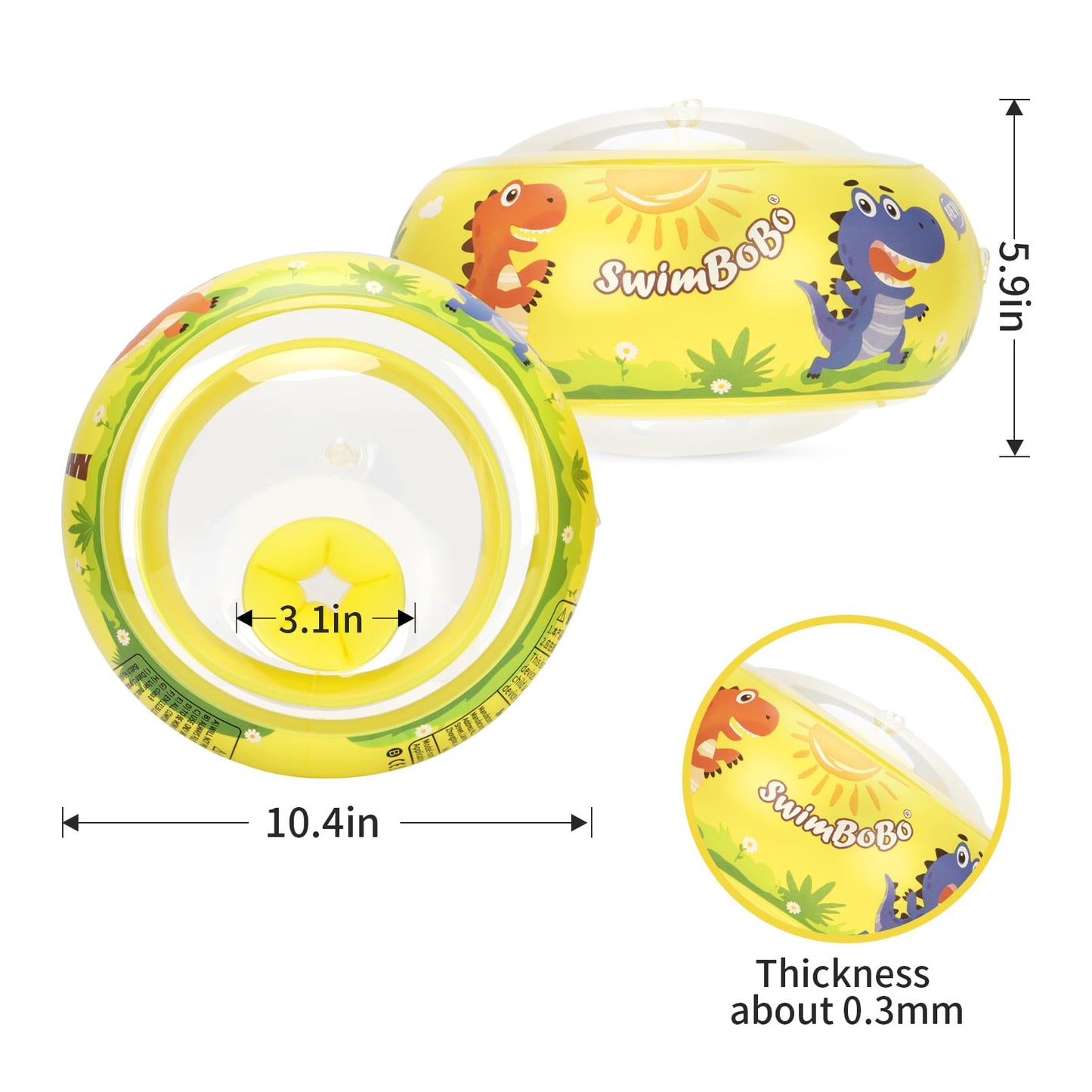 Swimbobo Soft Swimmies Toddler Floaties Learn-to-Swim Inflatable Pool Floats & Arm Floaties Swimming Pool Accessories for Kids Aged 3-6 (Blue)