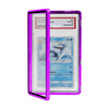 Magenetic Trading Card Slab Protector - enhanced Aluminum Graded Card Showcase Graded Slab Protector with UV-Resistant Tempered Glass Personalized Slab Bumper for Collectors Purple