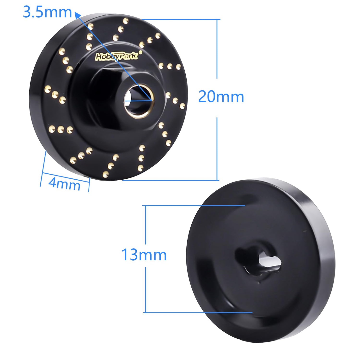 HobbyPark Brass Wheel Weights Spacers Extended Wheel Hex Hubs Offset for TRX4M Upgrades Parts 1/18 RC Crawler (Set of 4)